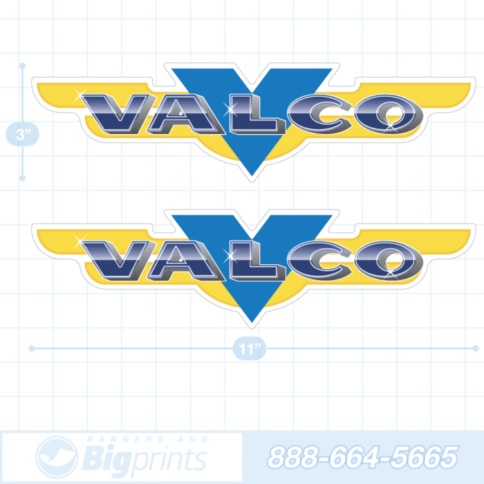 Valco boat decals factory sticker package blue and yellow