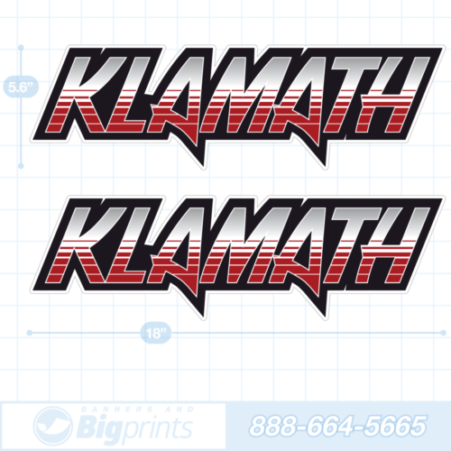 Klamath boat decals red alert sticker package silver black and red