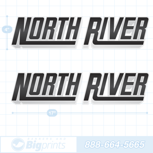 North River boat decals 3D black sticker package