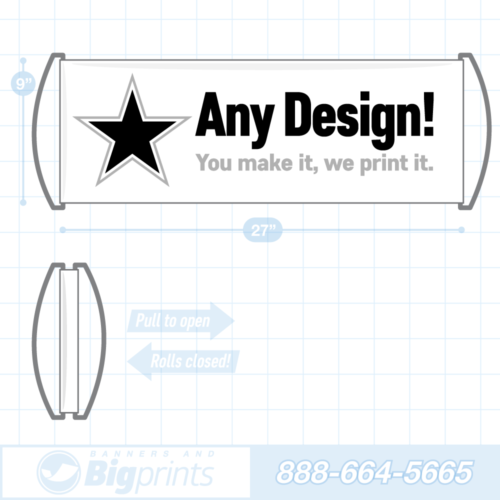 Hand held retractable roll up fan banner custom design