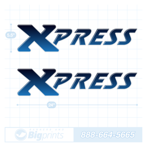 Xpress boat decals glossy blue sticker package
