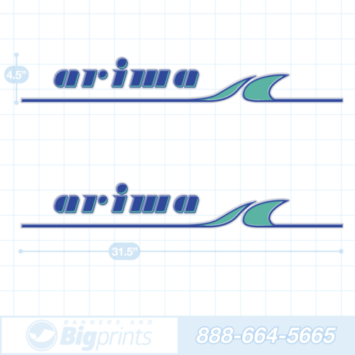 Arima boat decals factory aqua blue sticker package