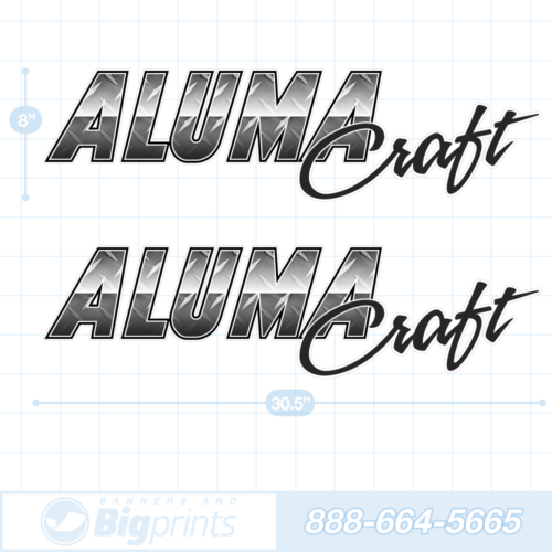 Alumacraft boat decals diamond plate metal gray sticker package