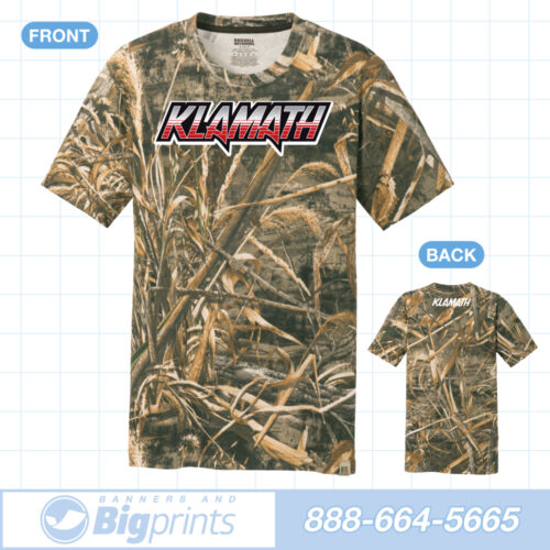 Klamath boats real camouflage red alert logo t shirt