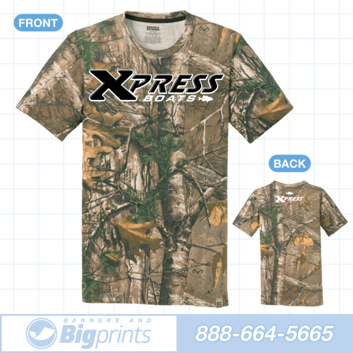 xpress boats real camouflage black retro logo t shirt